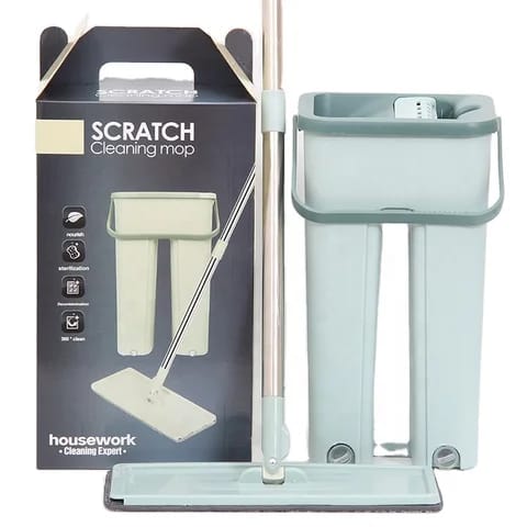 Squeeze Flat Mop & Bucket Set with 2 Microfiber Pads