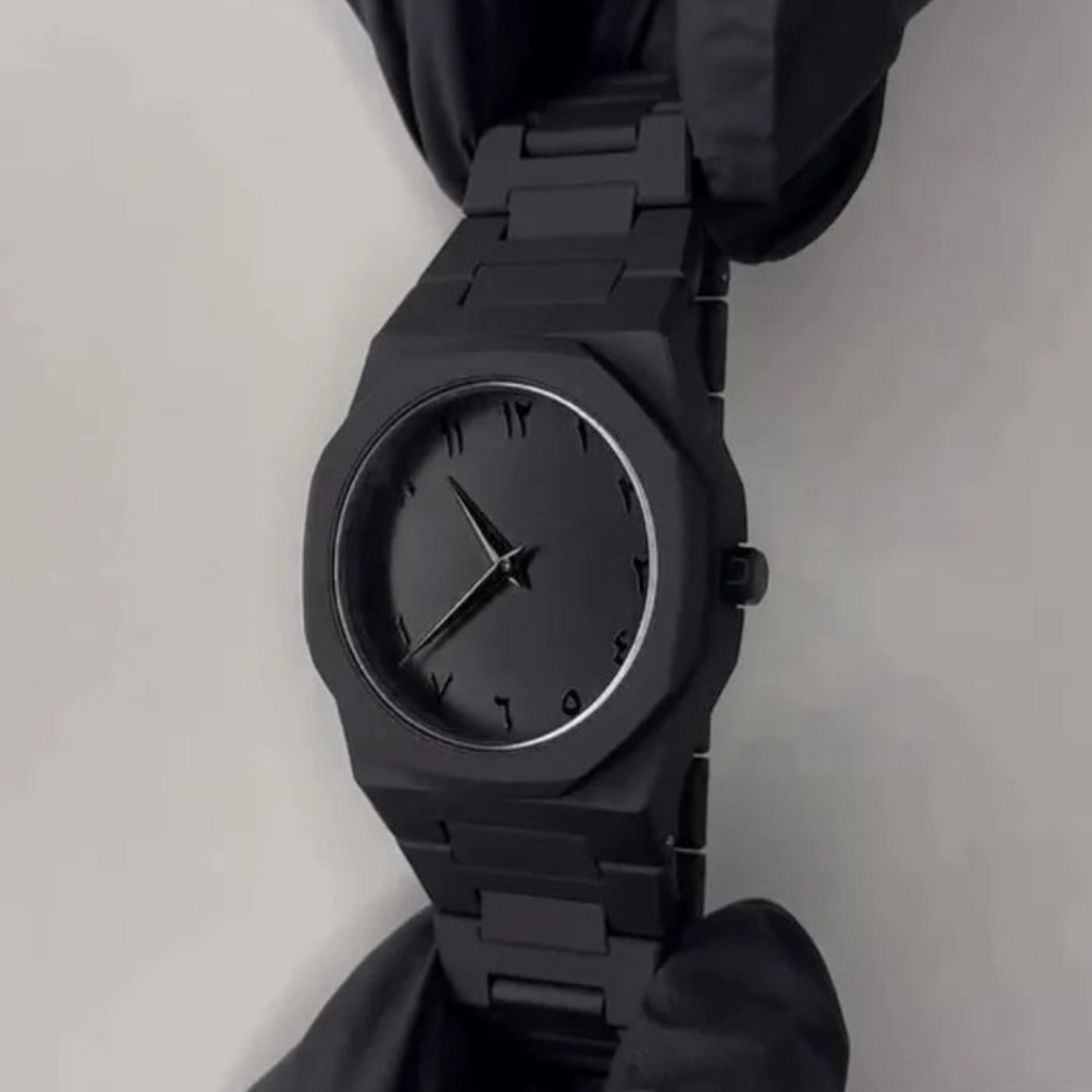 Arabic Numeral Watch, All Black, view 2