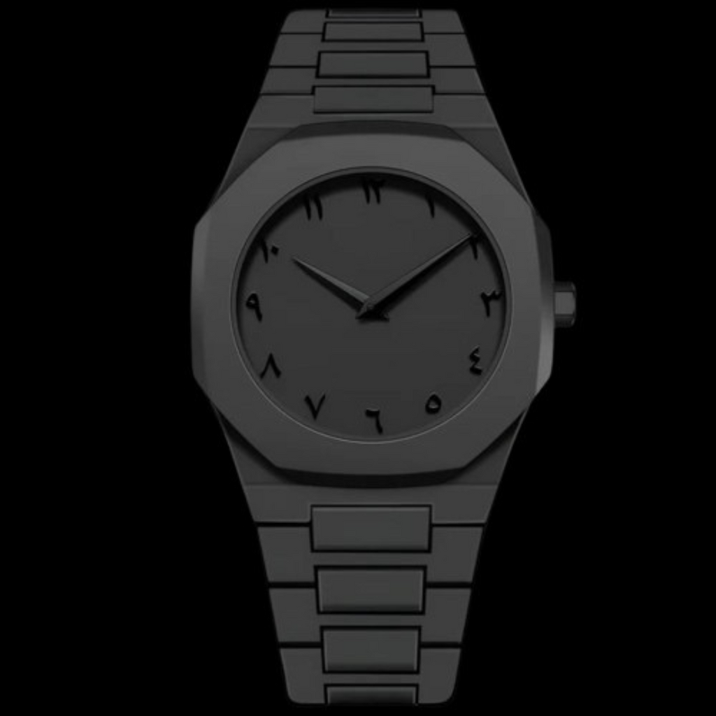Arabic Numeral Watch, All Black, view 3